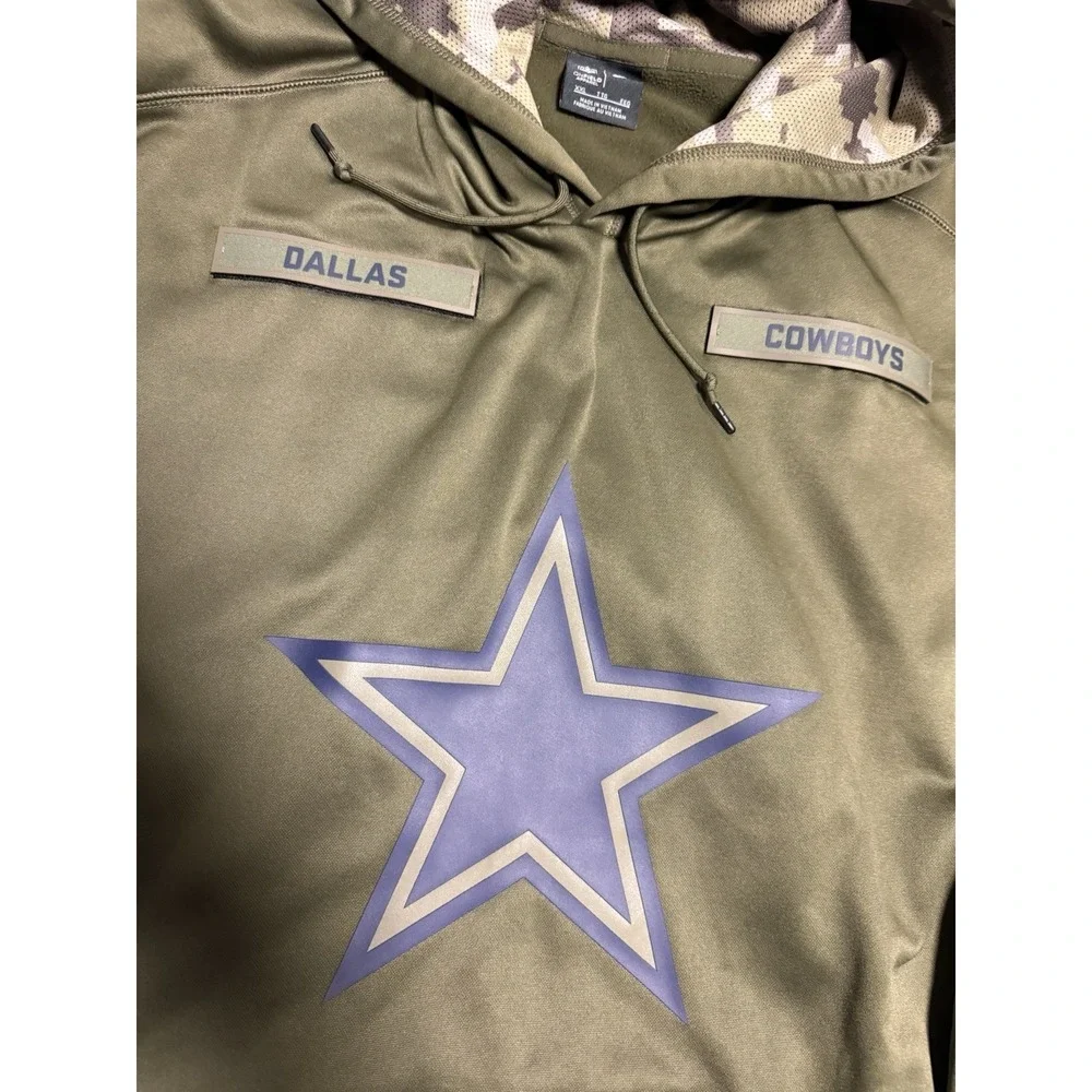 Dallas Cowboys Hoodie Mens Size XXL Army Green‎ NFL Football Salute Service Nike